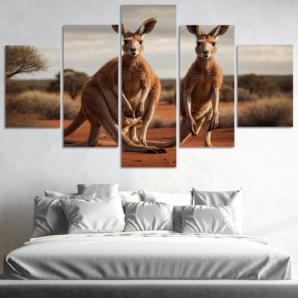 The Quirky Red Kangaroo Of The Outback Canvas Paintings Frame