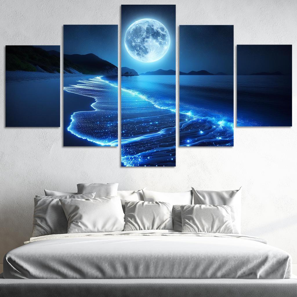 Moonlit Shores Nighttime Beach Adventure Custom Paintings Frame