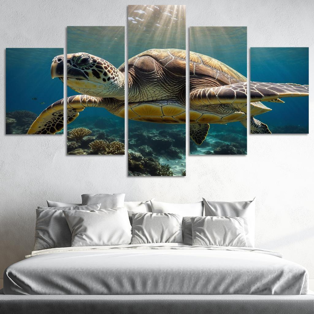 The Stunning Green Sea Turtle Multi-panel Paintings