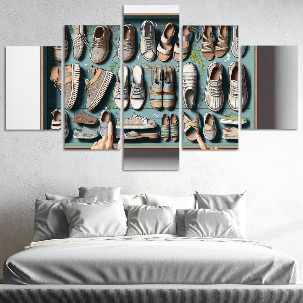 Sustainable Footwear Eco-Conscious Styles 5 Piece HD Canvas Wall Art-Original Frame
