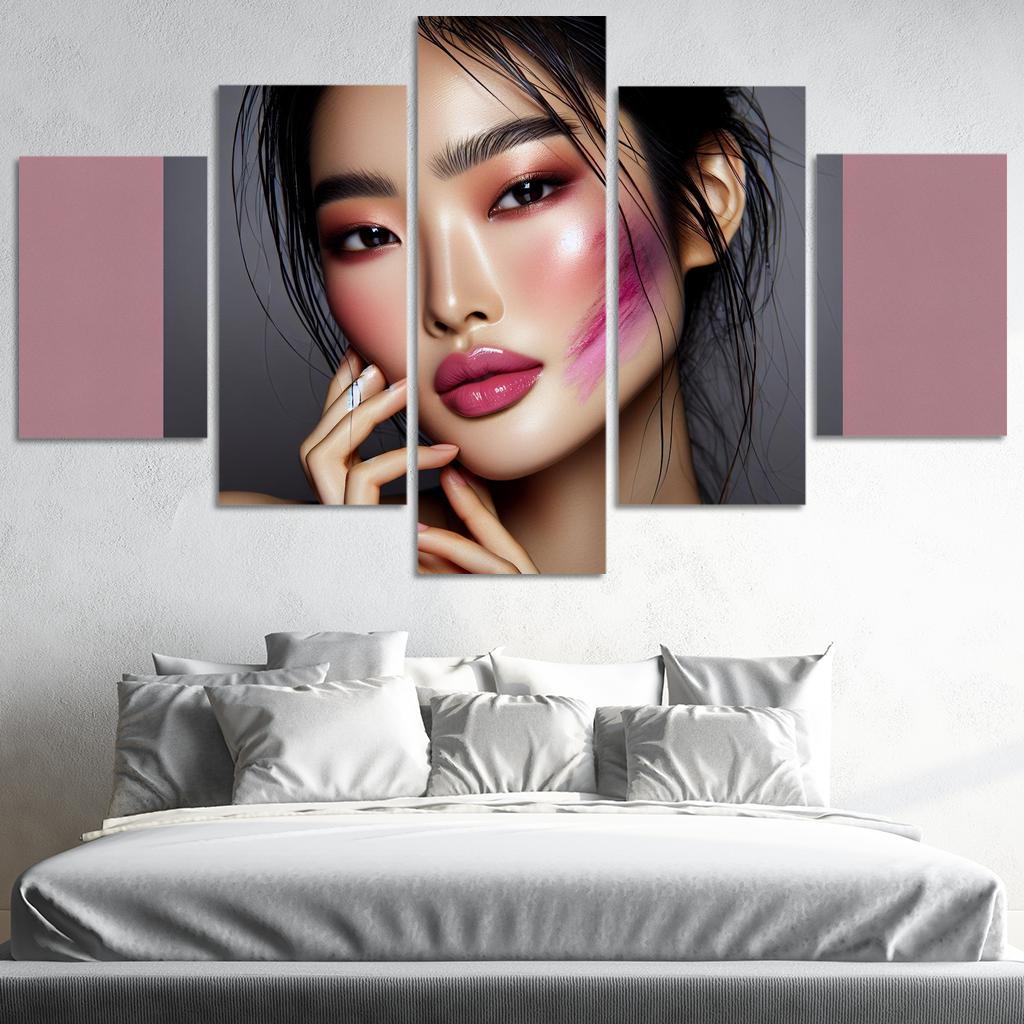Monochrome Makeup Cohesive Looks 5 Piece HD Canvas Wall Art-Original Frame