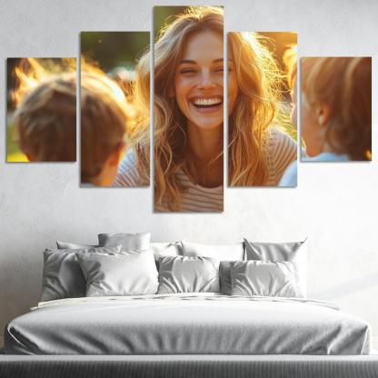 Radiant Smiles The Joy Of Motherhood Custom Paintings Frame