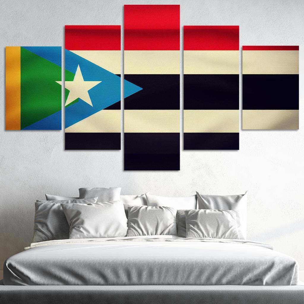 Spirit of Independence The Flag of South Sudan 5 Piece HD Canvas Wall Art-Original Frame
