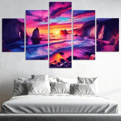 Crescent Bay Sunset Retreat Abstract Paintings Frame