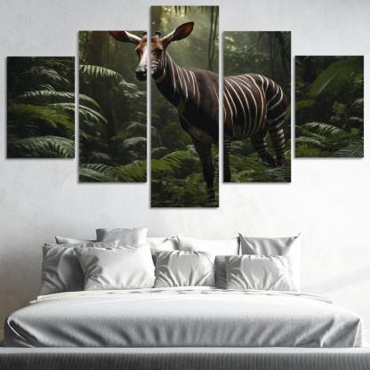 The Spectacular Okapi Forest Giraffe Canvas Paintings Frame