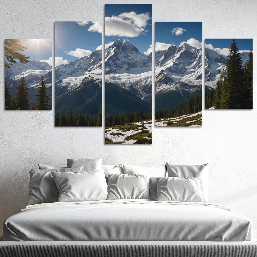 The Grandeur Of Snow-capped Peaks Oil Paintings Frame