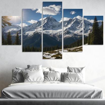 The Grandeur Of Snow-capped Peaks Oil Paintings Frame