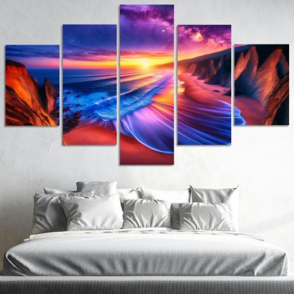 Sunset Palisade Beach Modern Paintings Frame