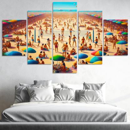Sunny Retreat Vibrant Beach Life Abstract Paintings Frame