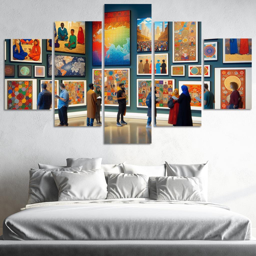 Bridging Cultures Artistic Exploration Of Global Heritage Multi-panel Paintings