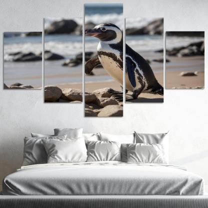 The Magnificent African Penguin The Black-footed Wonder Oil Paintings Frame