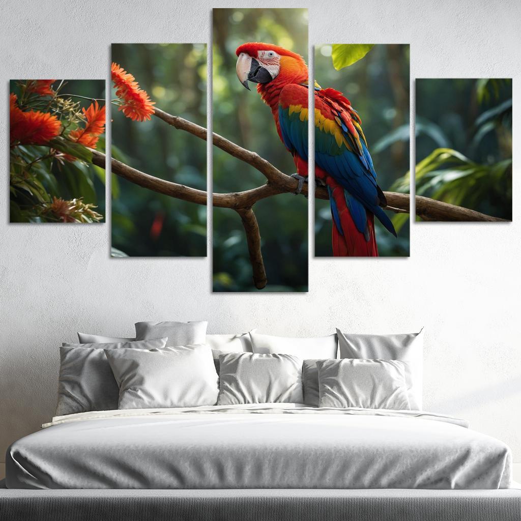 The Vibrant Scarlet Macaw Colorful Messenger Of The Rainforest Modern Paintings Frame