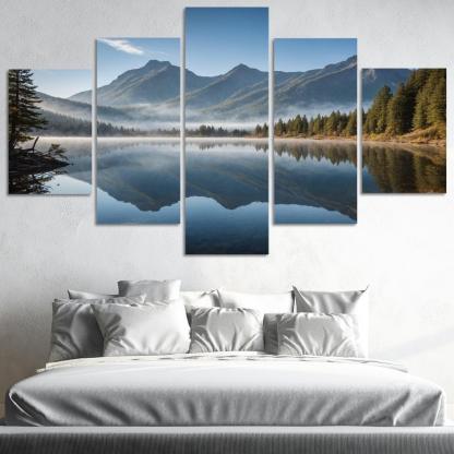 The Celestial Splendor Of Mountain Reflections Oil Paintings Frame