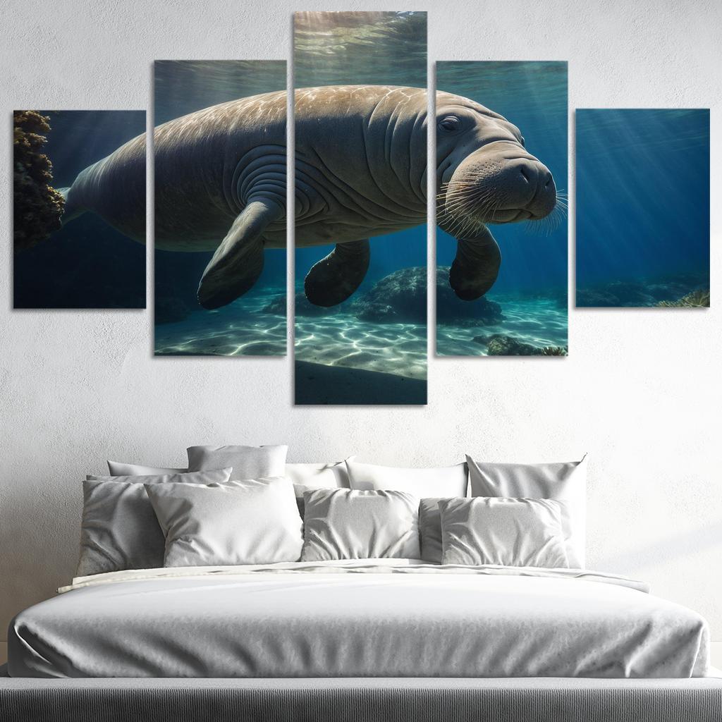 The Graceful Manatee Gentle Sea Cow Canvas Paintings Frame
