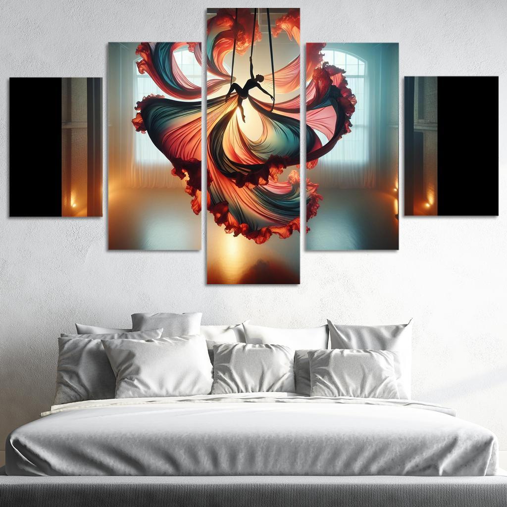 Aerial Silks Dance in the Air 5 Piece HD Canvas Wall Art-Original Frame