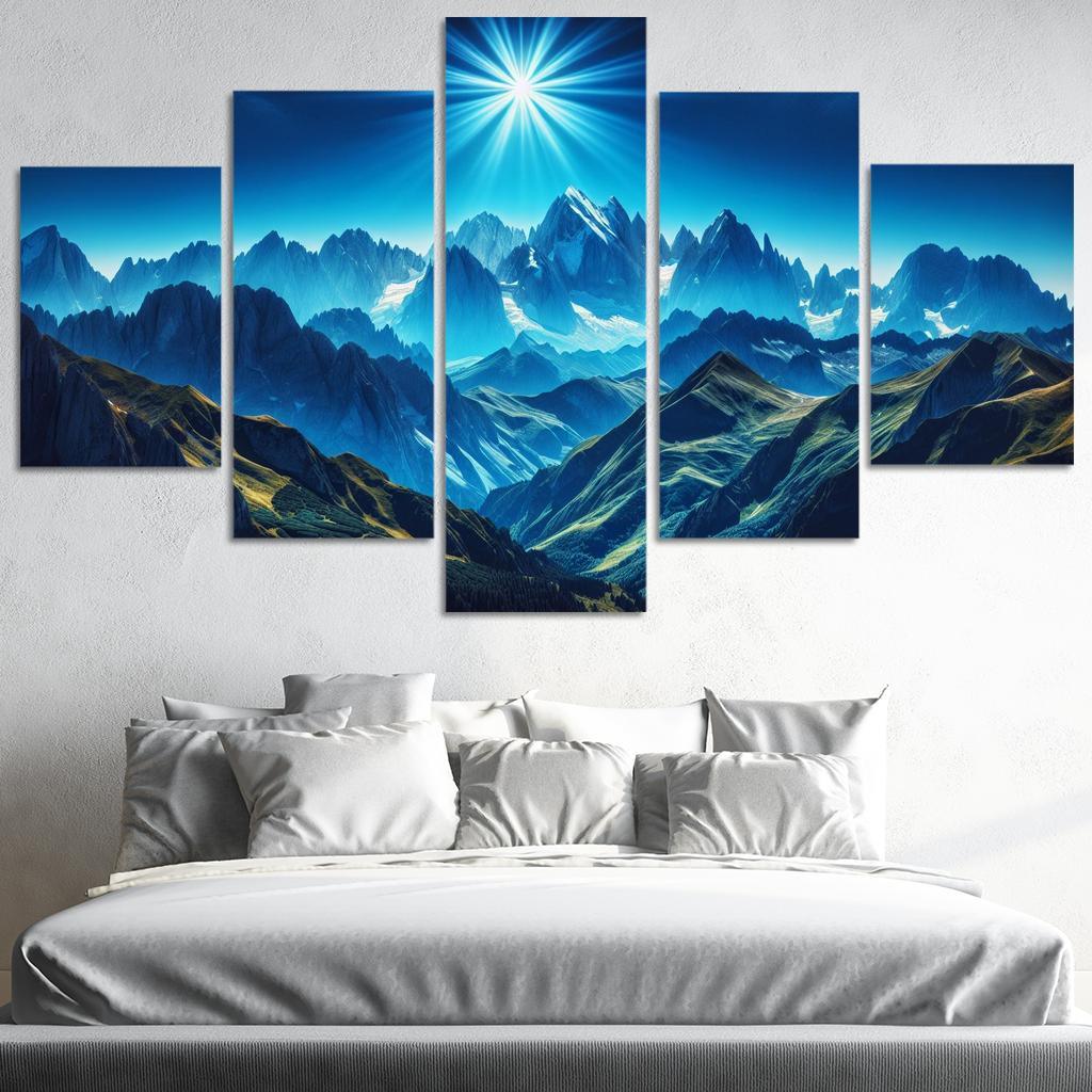 The Majestic Peaks Of Azure Mountain Range Custom Paintings Frame