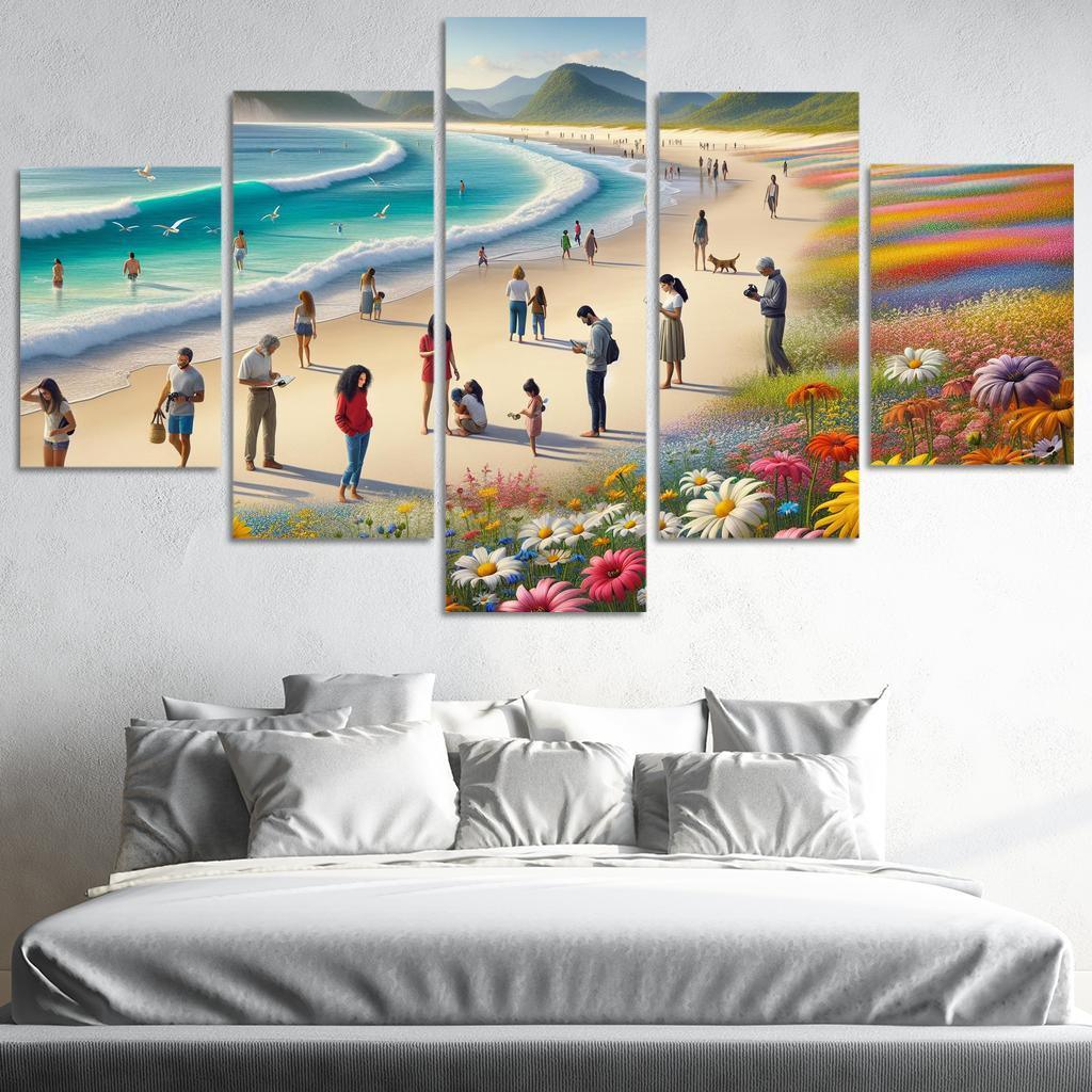 Wildflower Bay Nature's Blooming Beach Canvas Paintings Frame