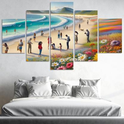 Wildflower Bay Nature's Blooming Beach Canvas Paintings Frame
