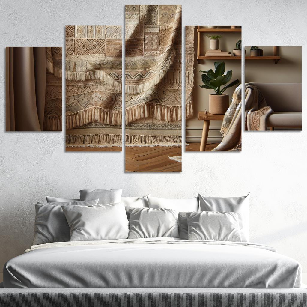 Textured Fabric Wall Hanging 5 Piece HD Canvas Wall Art-Original Frame