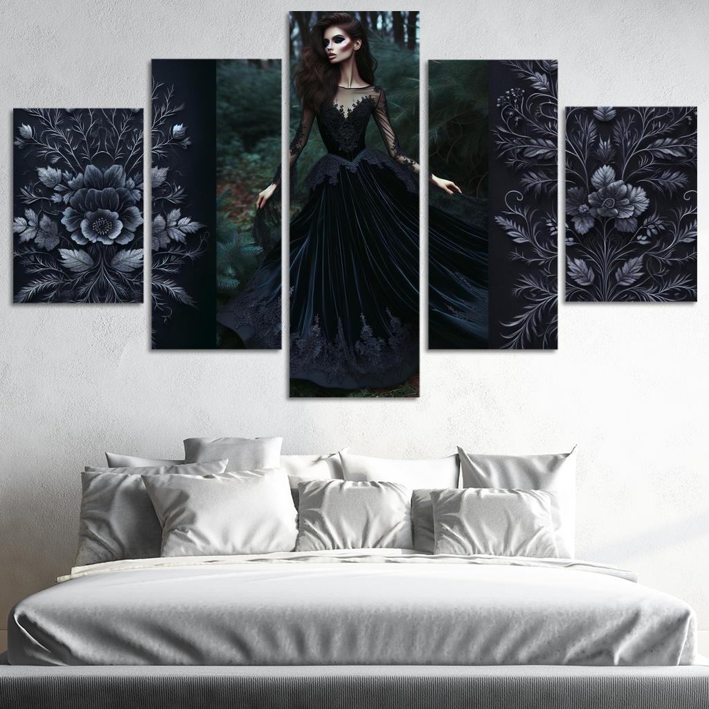 Gothic Romance Dark Elegance 5 Piece HD Canvas Wall Art-Original Frame