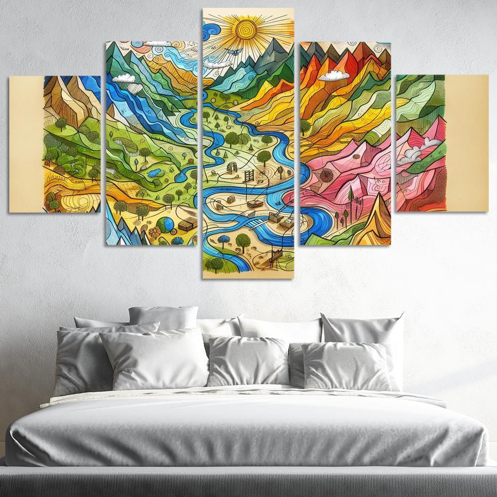 Emotional Cartography of the Heart 5 Piece HD Canvas Wall Art-Original Frame