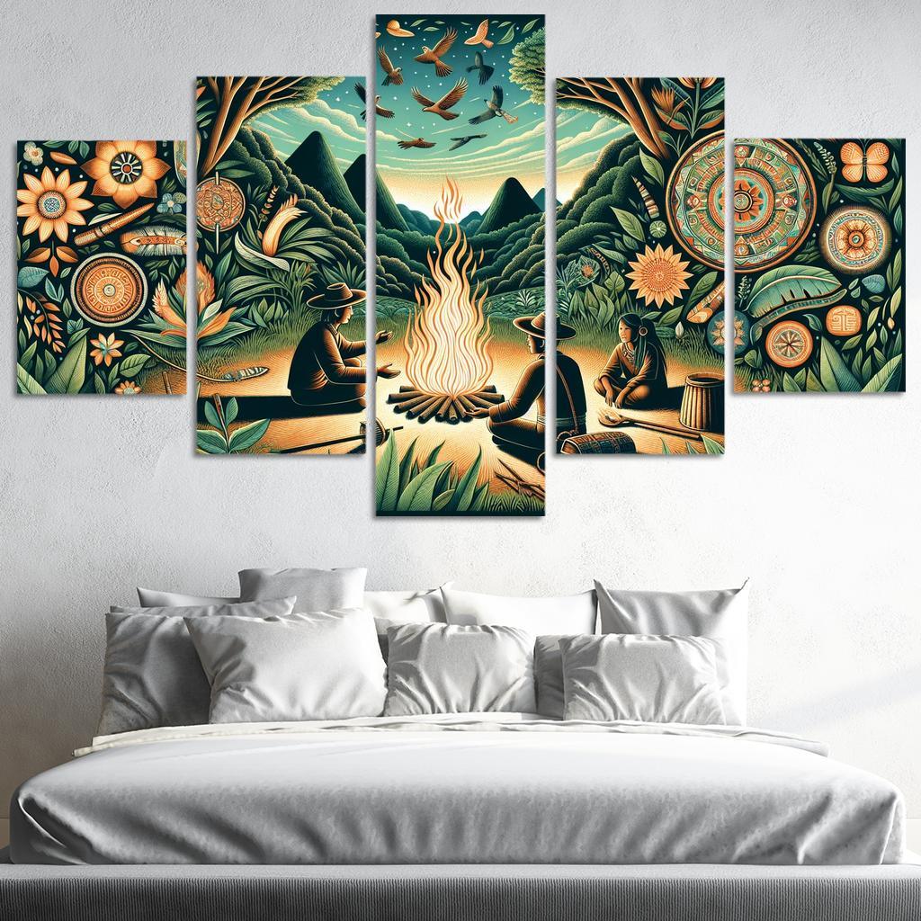 Echoes of the Past Preserving Indigenous Cultures 5 Piece HD Canvas Wall Art-Original Frame