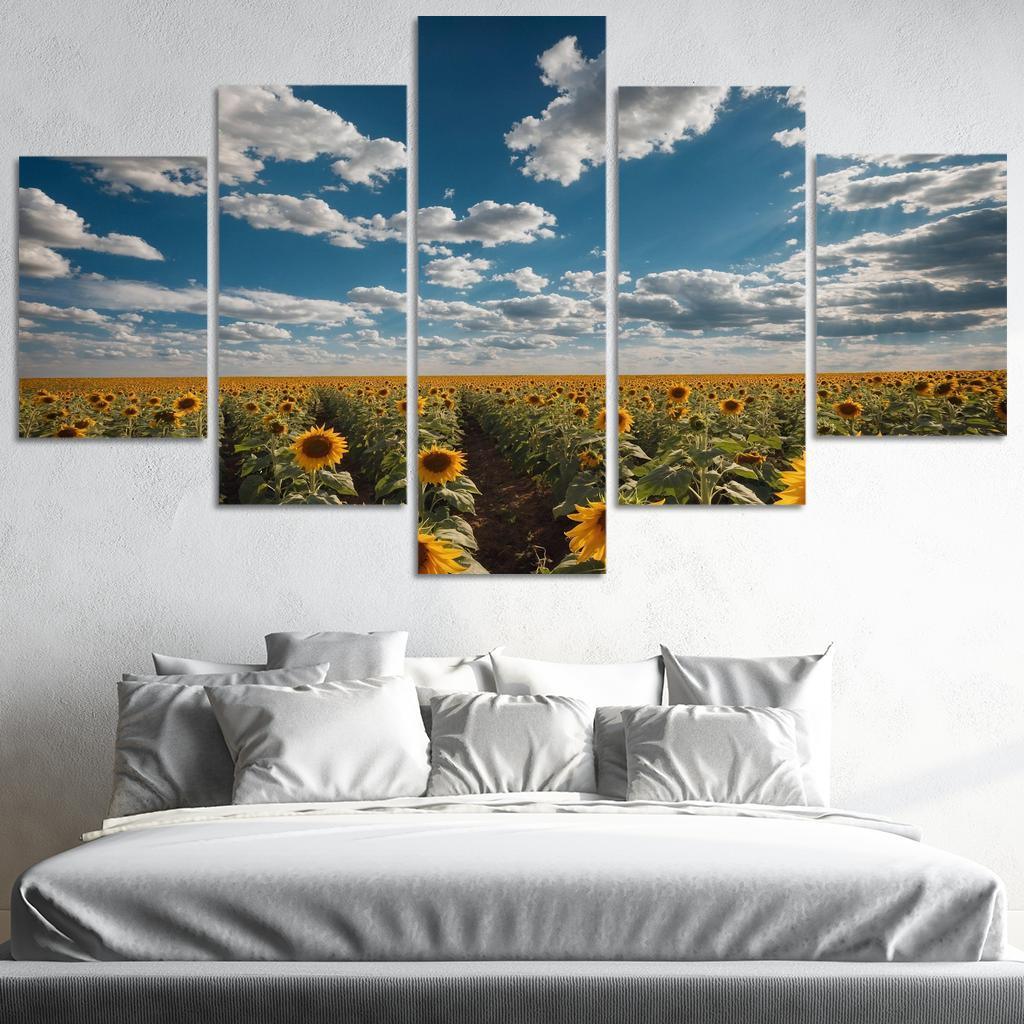 The Radiant Fields Of Golden Sunflowers Oil Paintings Frame