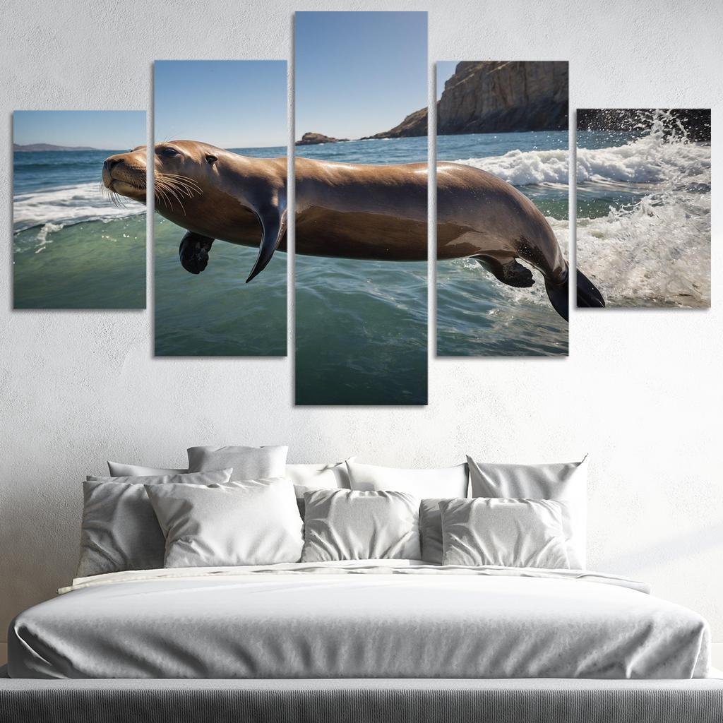 The Playful Sea Lion Charismatic Acrobats Of The Coast Modern Paintings Frame