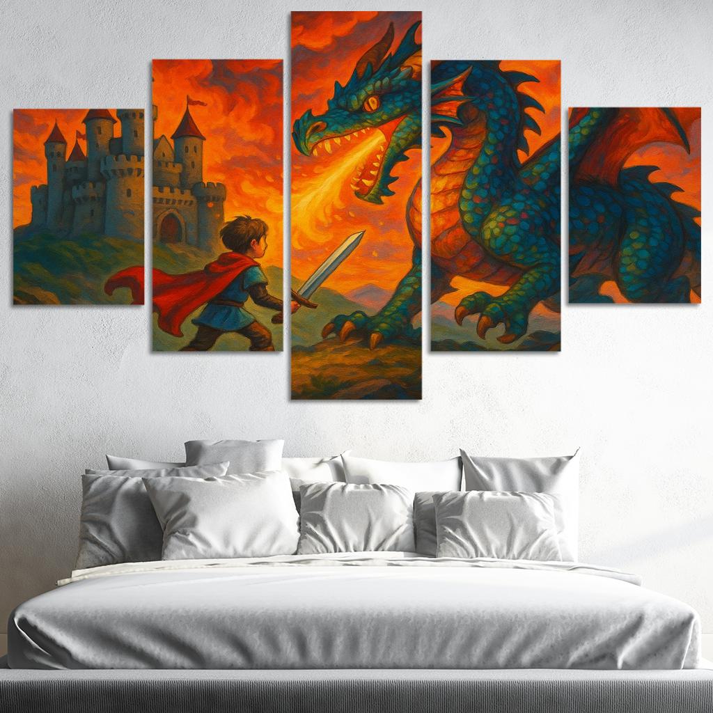 Dragon Quest - Fantasy Adventure Panel Framed Paintings