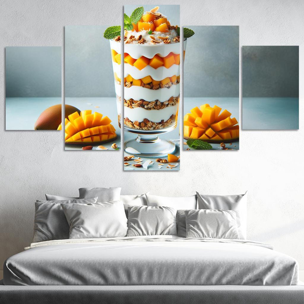 Creamy Coconut Mango Parfait 5 Piece HD Canvas Wall Art-Original Frame
