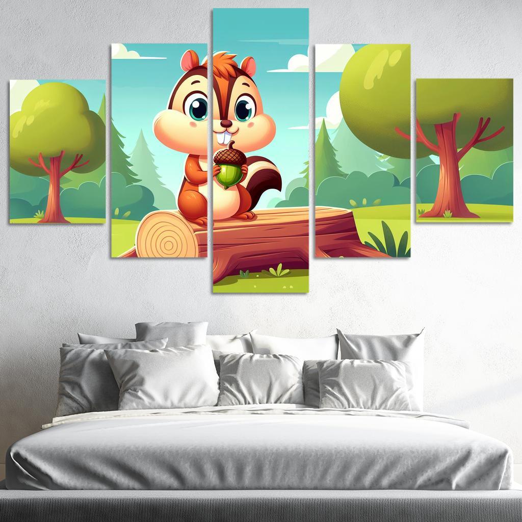 Cheeky Chipmunk 5 Piece HD Canvas Wall Art-Original Frame