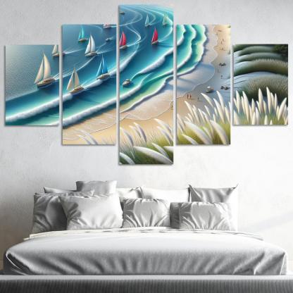 Nautical Breeze Beach Modern Paintings Frame
