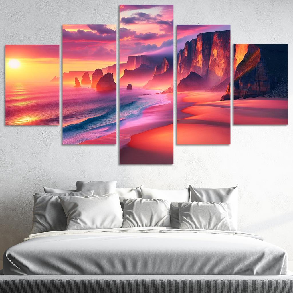Cascading Cliff Beach Custom Paintings Frame