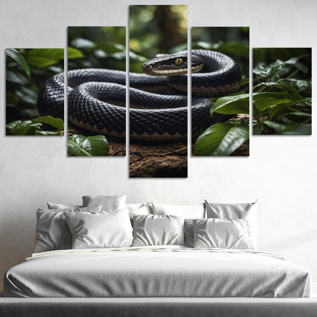 The Striking King Cobra In A Rainforest Setting Framed Paintings