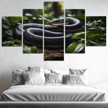 The Striking King Cobra In A Rainforest Setting Framed Paintings