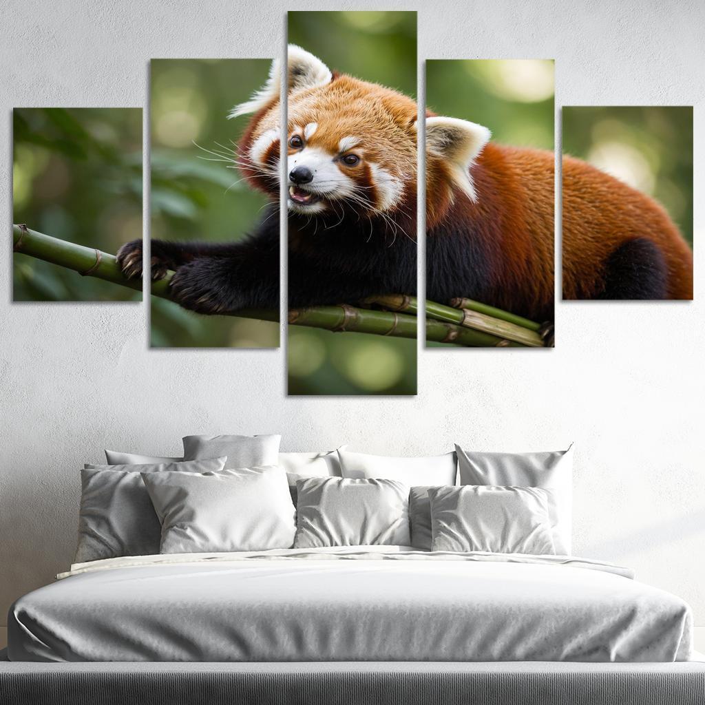The Enigmatic Red Panda In The Bamboo Forest Framed Paintings