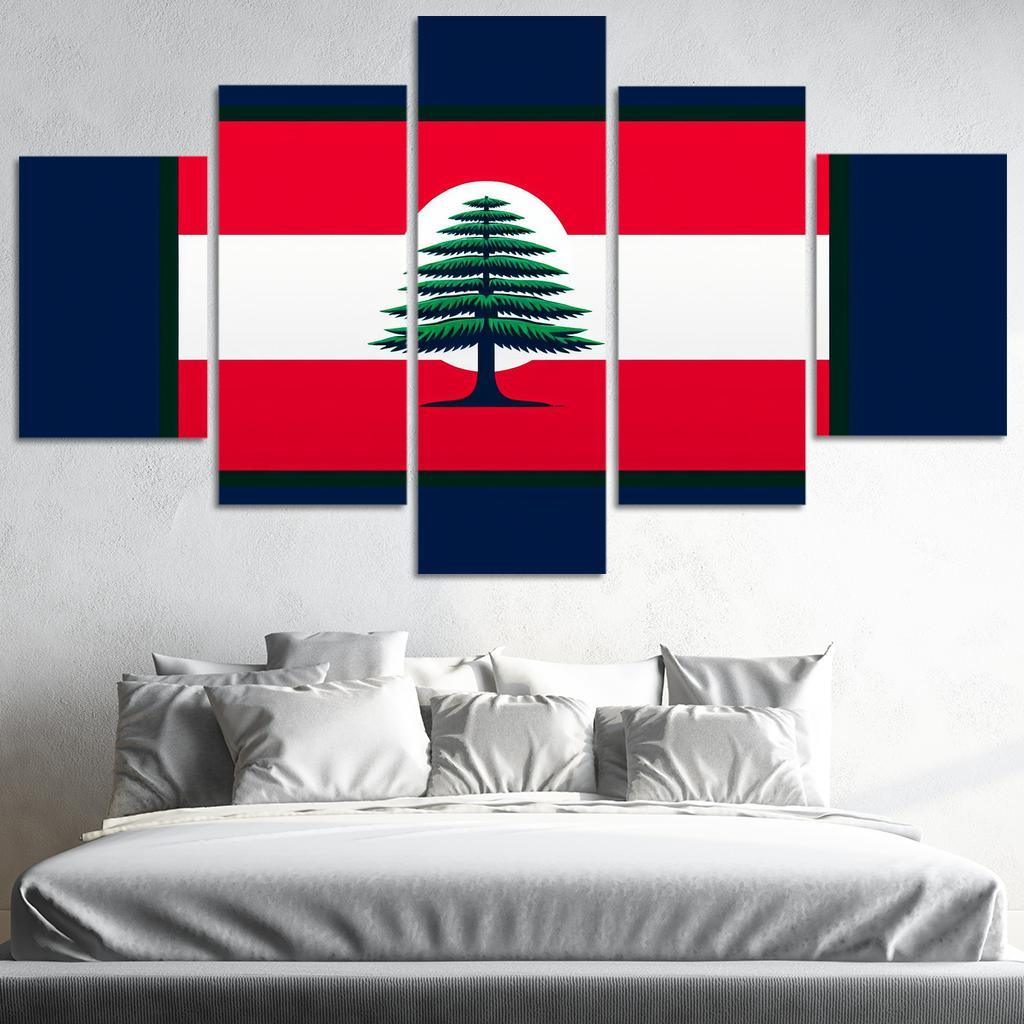 Emblem of Resilience The Flag of Lebanon 5 Piece HD Canvas Wall Art-Original Frame