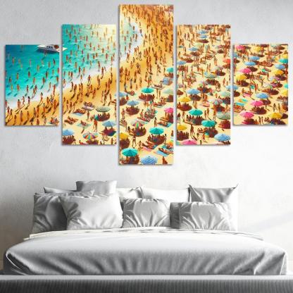 Sunny Isle Vibrant Beach Party Hub Premium Artwork Frames