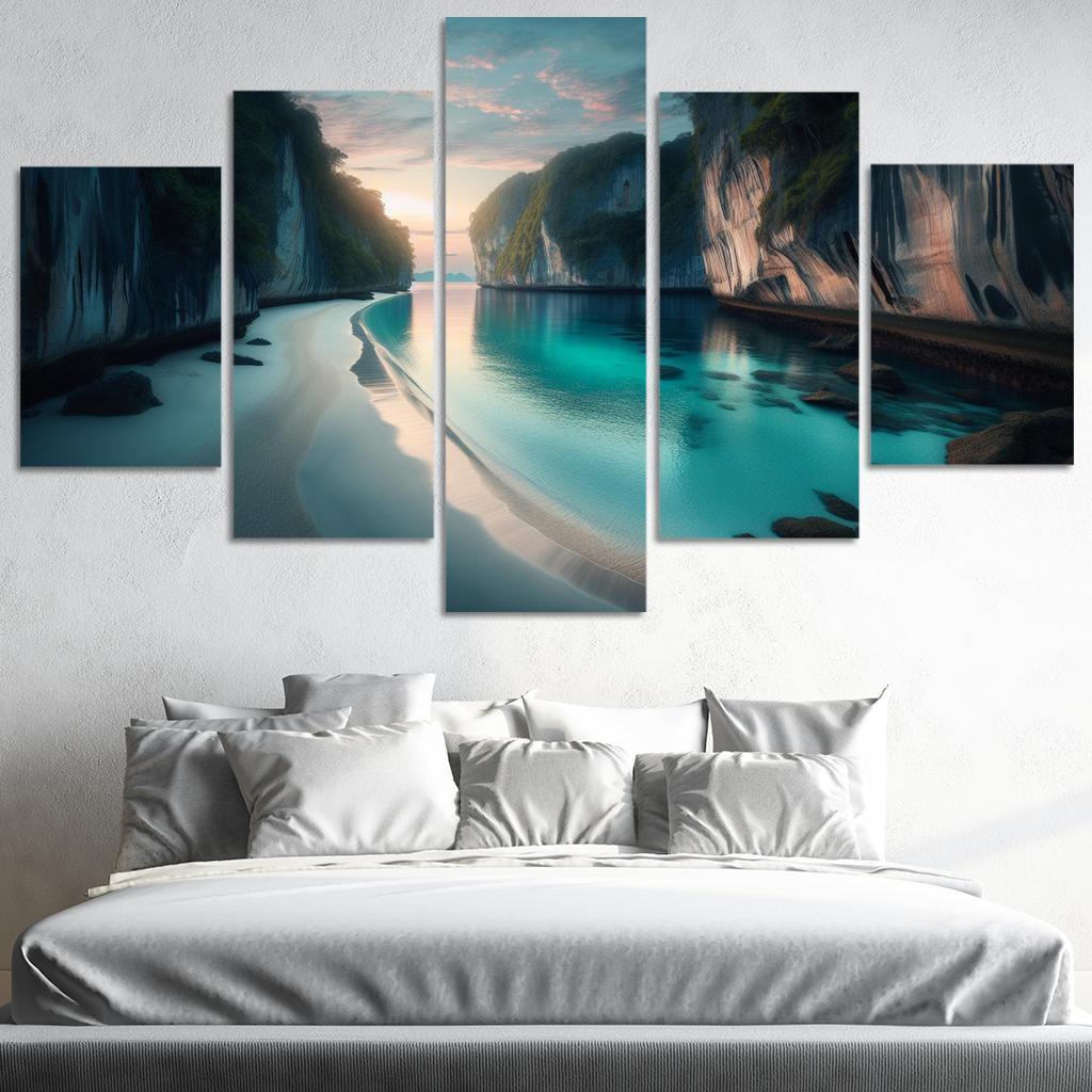 Silver Beach Escape Modern Paintings Frame