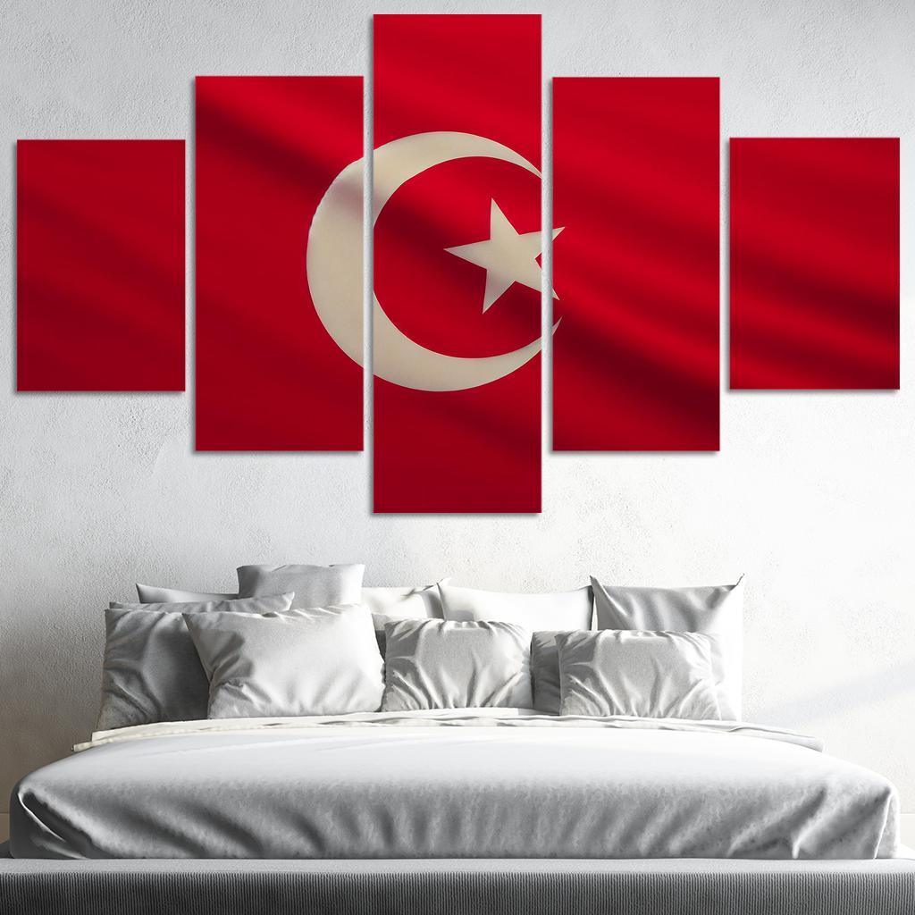 Legacy of the Crescent The Flag of Turkey 5 Piece HD Canvas Wall Art-Original Frame