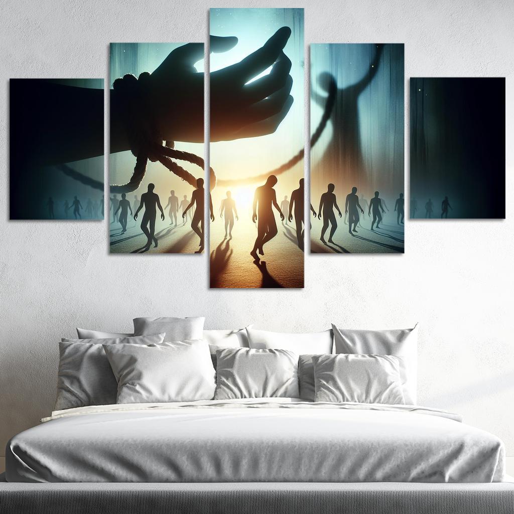 Invisible Threads Art on Human Trafficking Awareness 5 Piece HD Canvas Wall Art-Original Frame