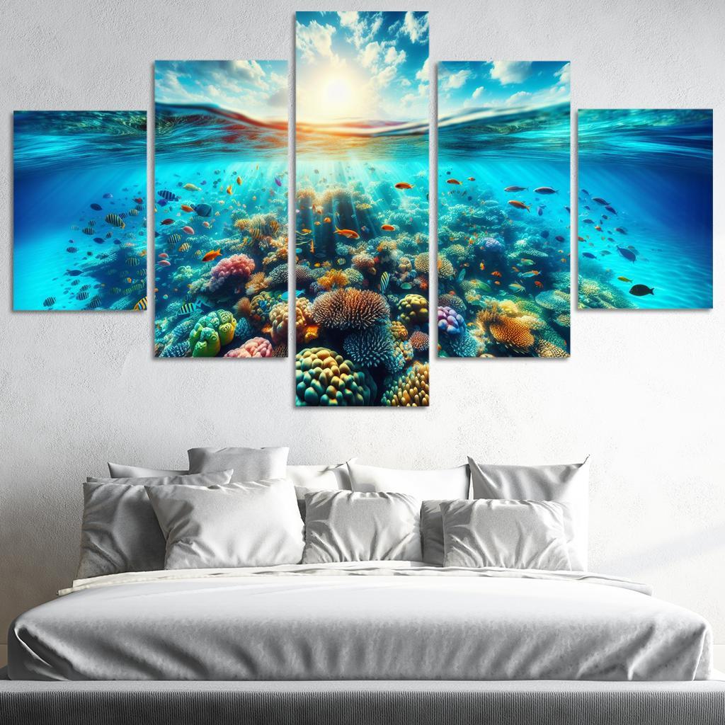 Coral Bay Snorkeling And Marine Conservation Modern Paintings Frame
