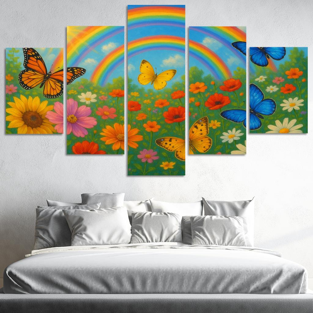 Rainbow Garden - Magical Nature Scene Framed Paintings