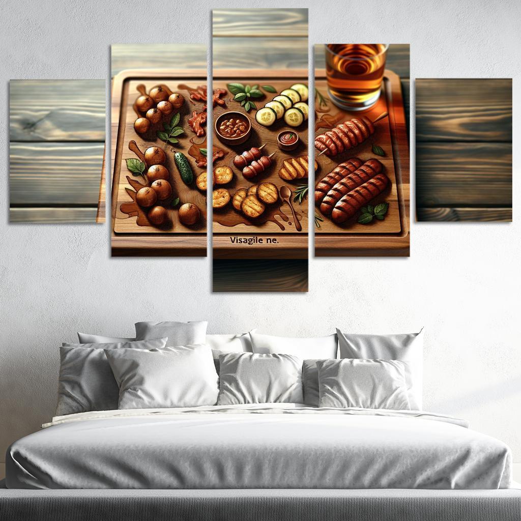Artisan Wood Serving Board 5 Piece HD Canvas Wall Art-Original Frame