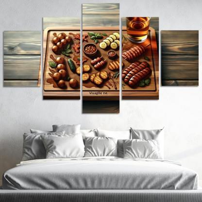 Artisan Wood Serving Board 5 Piece HD Canvas Wall Art-Original Frame