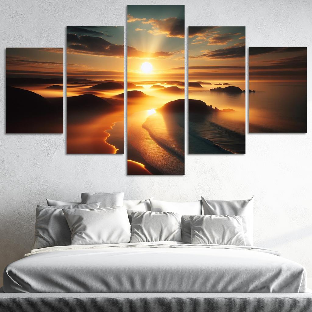 Morning Mist Beach Serene Sunrises Custom Paintings Frame