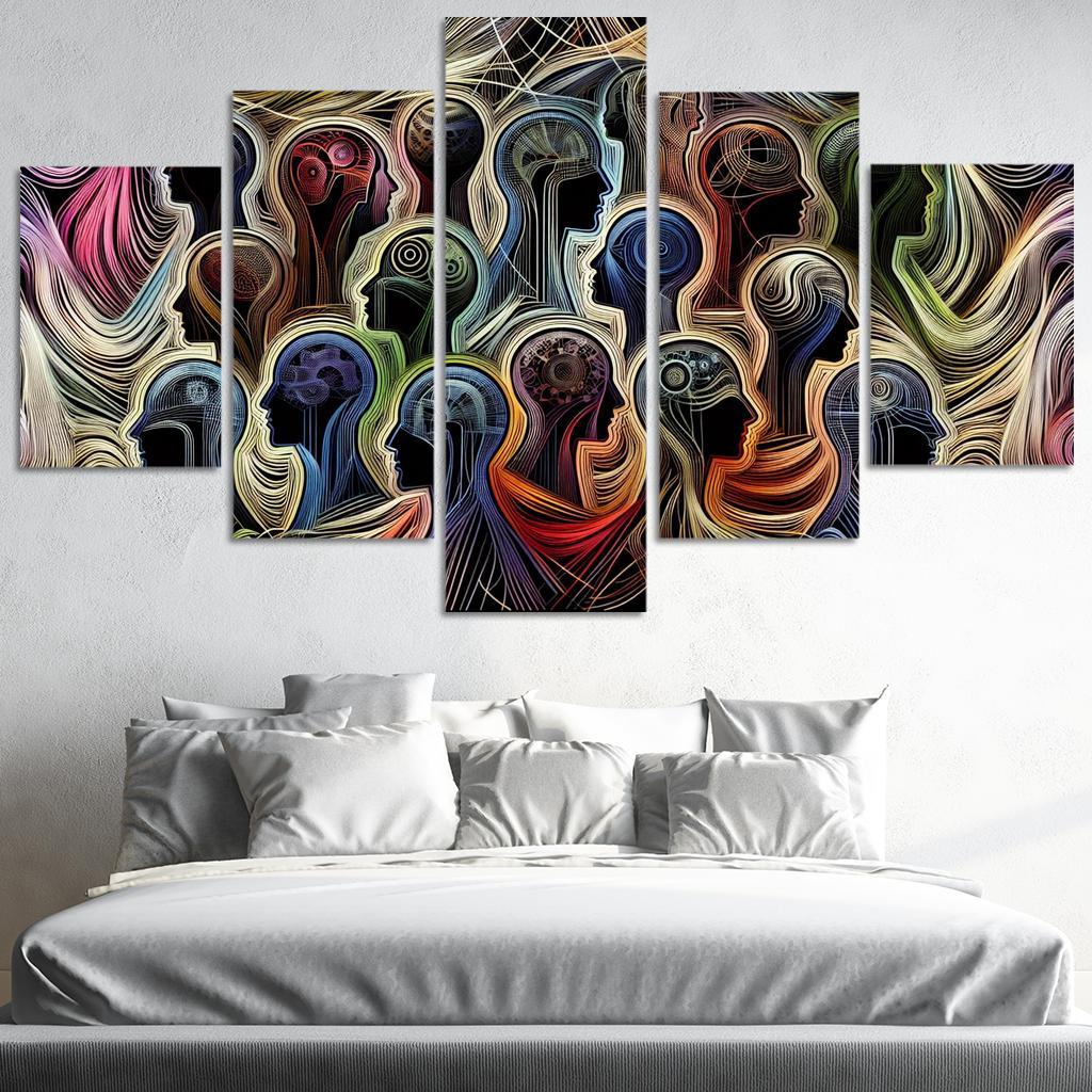 Threads of Resilience Art on Mental Health Awareness 5 Piece HD Canvas Wall Art-Original Frame