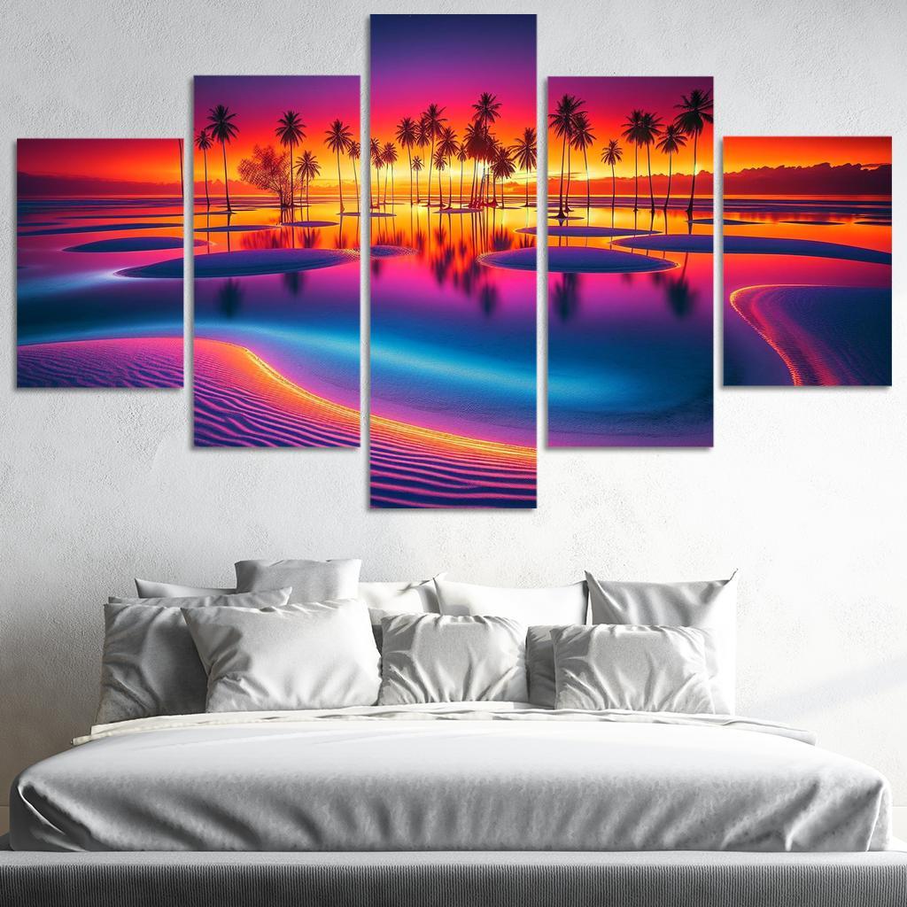 Lagoon Of Light Sunset Paradise Custom Paintings Frame
