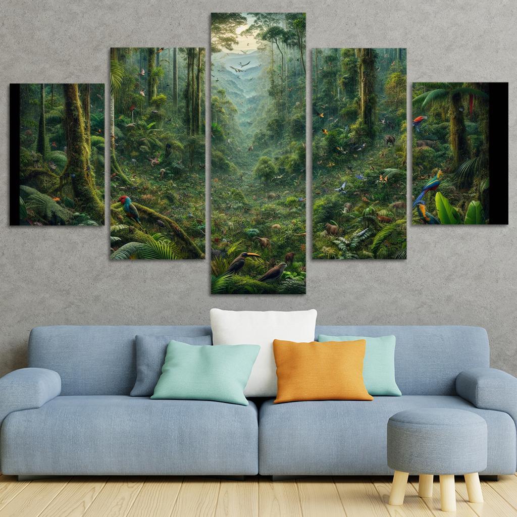 Nature's Call Celebrating Biodiversity through Art 5 Piece HD Canvas Wall Art-Original Frame