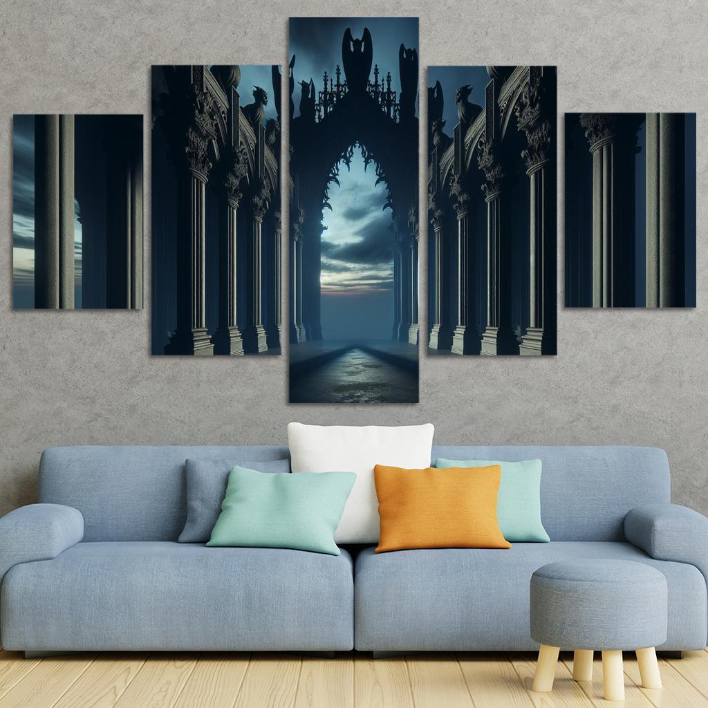 Sinister Arches The Gateway to the Unknown 5 Piece HD Canvas Wall Art-Original Frame